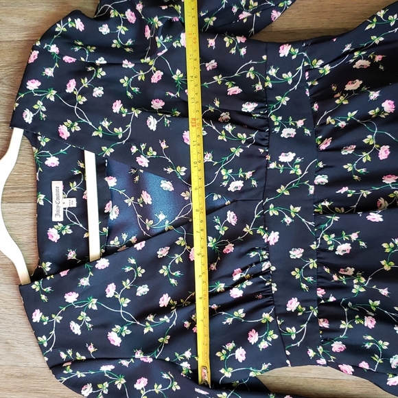 Juicy Couture Floral A-Line Long-Sleeve Mini Dress Navy Women's 8 - Picture 13 of 16